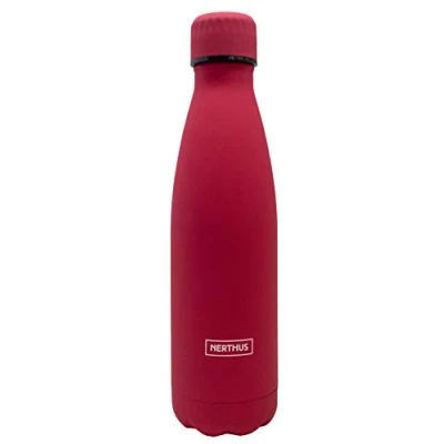 Imagen de Nerthus FIH 608 Termo Doble Pared para frios y Calientes Diseño Rosa de Acero Inoxidable 500 ml Libre BPA, Tapon Hermético, 18/8
