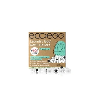 Imagen de Ecoegg Recargas de Huevos Para Lavadero Reemplazo detergente y suavizante telas Sensibles, blanqueadores cloro, fosfatos, parabenos, SLS/SLE o aceite palma 50 lavados Brisa tropical