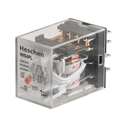 Imagen de heschen Gereral propósito alimentación del relé HH54P L 24 VAC Bobina 3 A 220 VAC/24VDC 4PDT 14 pines terminales indicador LED