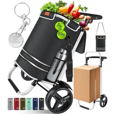 Imagen de KESSER® Carrito de Compras Plegable con Capacidad 56 litros y Resistencia hasta 50 kg 3 en 1: Carretilla, Bolsa Nevera