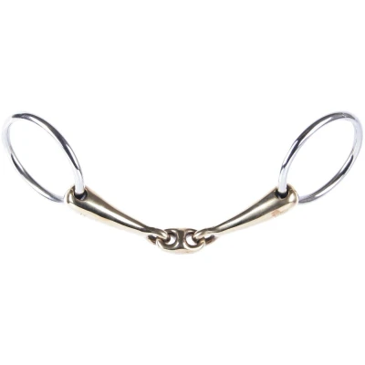 Imagen de Harry&#039;s Horse Bradoon Loose ring Double joint mouthpiece Gold Brass 16mm