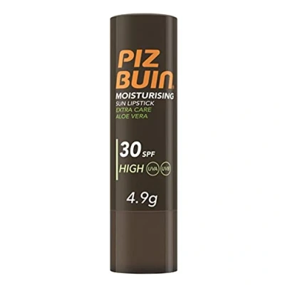 Imagen de Piz Buin Moisturising Sun Lipstick (4,9 g), bálsamo labial con protección solar 30, protector hidratante resistente al agua, transparente