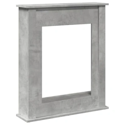 Imagen de vidaXL Borde de chimenea madera ingeniería gris hormigón 75x20x87,5 cm, envolvente chimenea, repisa