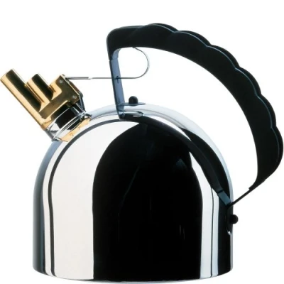 Imagen de Alessi 9091 FM Tetera de Diseño con Silbato Melódico, Acero Inoxidable, Negro