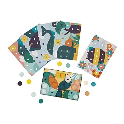 Imagen de Janod Mis Primeros Mosaicos de Madera Juguete para Bebés 6 Tarjetas Perforadas y 38 Piezas Aprendizaje Colores Motricidad Pintura al Agua A partir 2 Años, J08277