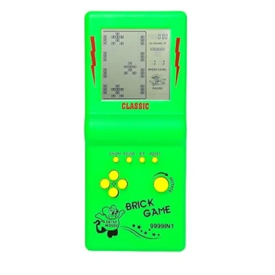 Imagen de HLF Consola de Juegos Ladrillos Pantalla Grande 3,5 Pulgadas, Juego Bloques construcción, Carreras/Tanques, 23 clásicos Integrados, Rompecabezas nostálgico (Verde)