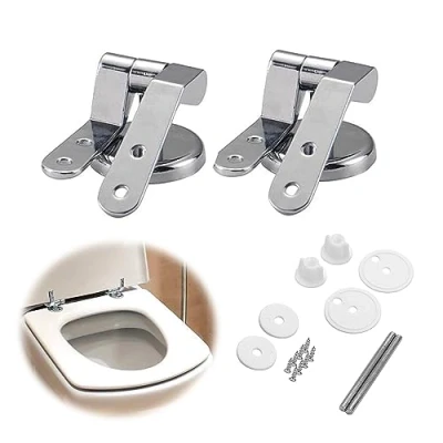Imagen de 1 par de bisagras asiento inodoro, inodoro ajustables aleación zinc universales Accesorios para asientos Kit reparación bricolaje