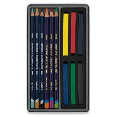Imagen de Derwent Set de Lápices y Barras Solubles en Agua Pintar Dibujar, 12 Barras, Incluye Productos Modelo Inktense, Calidad Profesional, 0700303