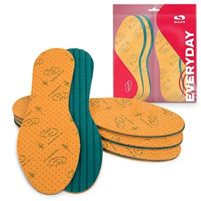 Imagen de SULPO 4 pares de plantillas con extracto aloe vera, para zapatos contra los pies sudor, un aroma fresco, suelas espuma látex, repelente olores
