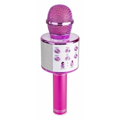 Imagen de MAX KM01 Micrófono de Karaoke Inalámbrico para Niños con Bluetooth, Altavoces Incorporados, Efecto Eco, Cambiador Voz, Micro SD, USB, Función Selfie Azul