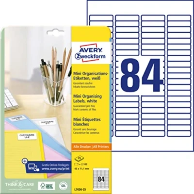 Imagen de AVERY Zweckform Mini Etiketten, 46,0 x 11,1 mm, weiß