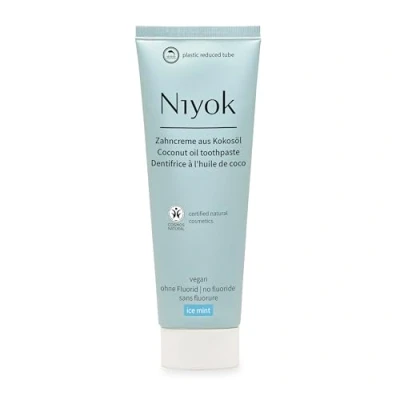 Imagen de Niyok® Pasta de dientes aceite coco orgánico &quot;Eisminze&quot; (75 ml) natural para blancos Cuidado intensivo y frescura Protege las encías Sin flúor vegano