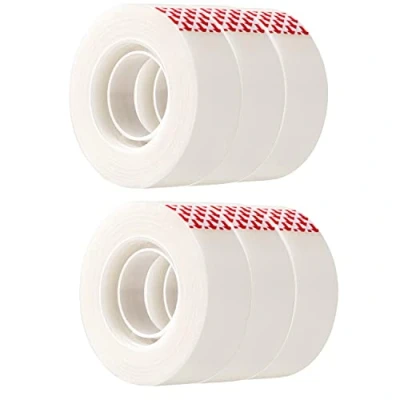 Imagen de Amazon Basics Cinta con acabado mate, para reparaciones, repuestos de cinta, 6 unidades, Translúcida, 1,9 cm x 25,4 m