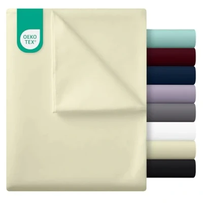 Imagen de Utopia Bedding Sábana Plana Encimera Suave de Microfibra Cepillada (Beige, Cama 135 225 x 255 cm)
