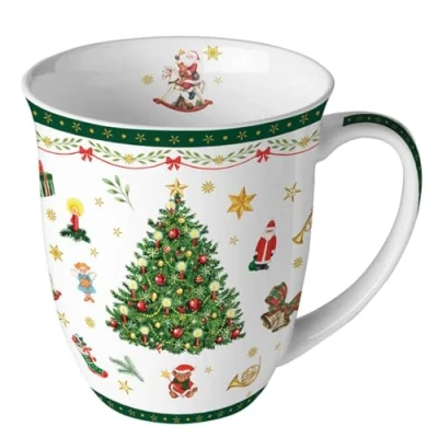 Imagen de Ambiente Taza de Navidad (porcelana fina, 0,4 L), diseño árbol Navidad, color blanco