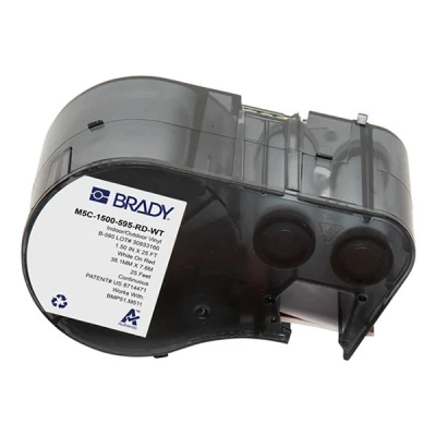 Imagen de Brady M5C 1500 595 RD WT cinta de vinilo blanco sobre rojo 38,1 mm x 7,62 m