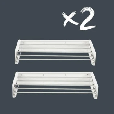 Imagen de foxydry Hide, tendedero de pared, pared y balcón, retráctil para exterior e interior, plegable, 2 unidades (2 x 71 cm, blanco (edición limitada))