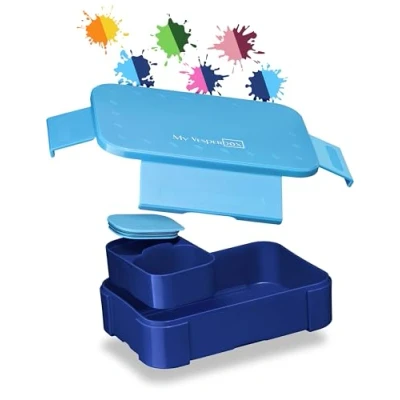 Imagen de My Vesperbox Lite Bento Box Niños Fiambrera Extremadamente resistente ideal para guardería y escuela (tapa azul claro/cuerpo azul)