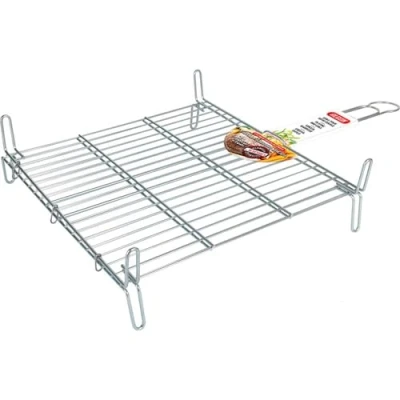 Imagen de Algon Parrilla Barbacoa 45x45 Acero Inoxidable Zincado Gris Metalizado con Cierre de Seguridad Ideal para Asar Carnes y Verduras Resistente Duradera Exterior