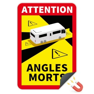 Imagen de Finest Folia Angles Morts RV004 Lámina magnética (25 x 17 cm, para vehículos a partir de 3,5 t en Francia, advertencia ángulo muerto, UV, resistente la intemperie, duradera, magnética, RV004, 3