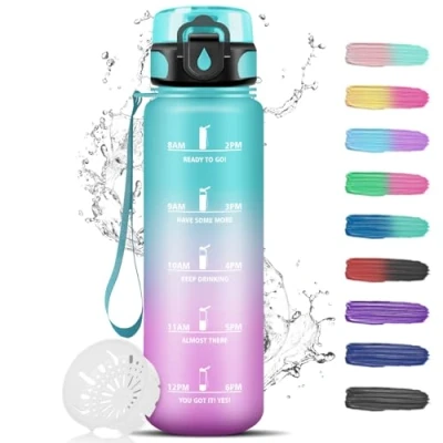Imagen de Botella de Agua, Agua Deporte 500ml, Prueba Fugas, Niños, Apertura con un Solo Botón, Cantimplora para Adulto, Gimnasio, Escuela, Oficina, Bicicleta Infusión