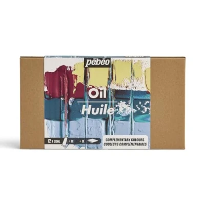 Imagen de PEBEO Óleo Studio XL Set 12 Tubos 20 Ml Colores Complementarios + Accesorios Kit de Pintura al para Artista y Principiante Pinceles Espátula Cartulina Intensos