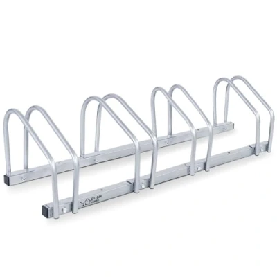 Imagen de CCLIFE Soporte Bicicletas Suelo Aparcamiento para 4 Bicis con Anchos de Neumáticos Hasta 65 mm Aparcabicicletas Hierro 101 x 32 26 cm