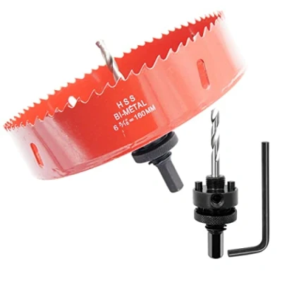 Imagen de Corona 160mm, LAIWEI Cortador de agujeros eje resistente para perforar madera, perfil aluminio, PVC y otros materiales