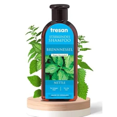 Imagen de Tresan champú para fortalecer la ortiga el cabello aceitoso hidratación diaria, desintoxicación, antipérdida de cabello, caspa y encrespamiento, sin parabenos gluten, 300 ml
