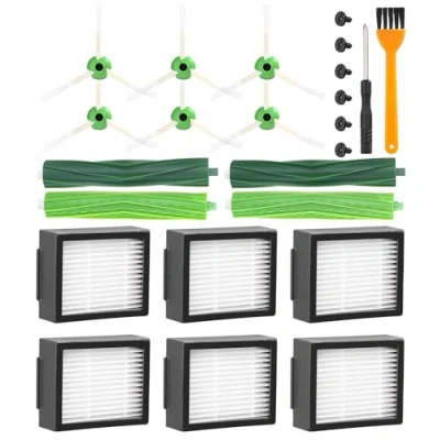 Imagen de Accesorios de Recambios para iRobot Roomba E5 E6 i7 i7+ i3 i3+ i4 i4+ j7 j7+, Kit Repuestos Compatibles con E I J Series, 4 Cepillos Principales, Filtro, 6 Laterale.