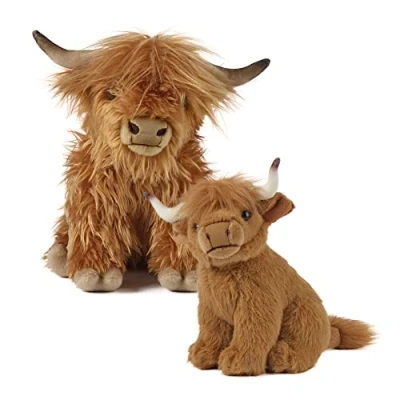 Imagen de Nature AN504 Living Highland Cow Mother &amp; Baby Gift Bundle, Marrón, Talla Única, color Keycraft , color/modelo surtido