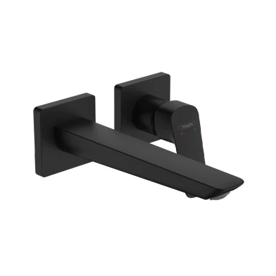 Imagen de hansgrohe Logis Fine grifo lavabo empotrado con desagüe, monomando 20,6 cm, mezclador ahorro de agua (EcoSmart), negro mate, 71256670
