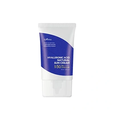 Imagen de IsNtree Crema solar natural con ácido hialurónico SPF50+ PA++++ 50 ml Bloqueador físico hidratante, protector no nano, seguro para arrecifes, g (paquete de 1)