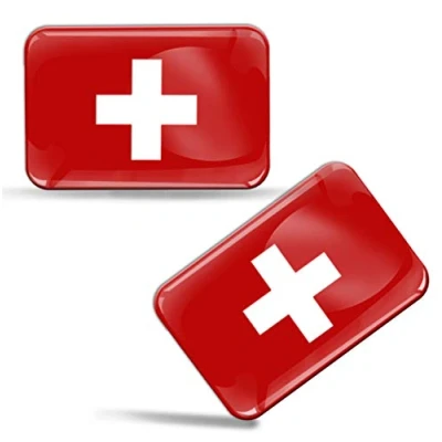 Imagen de Biomar Labs® 2 pcs 3D Gel Pegatinas Bandera Nacional Suiza Silicona Adhesivo Autos Coches Motos Ciclomotores Bicicletas Ordenador Portátil F 54