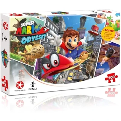 Imagen de Winning Moves Rompecabezas Super Mario Odyssey World Traveler Puzzle 500 Piezas Juguetes para niños 10+ años y Todos los Fans de Las Aventuras, Jugar Solo o en compañía, Incluye póster