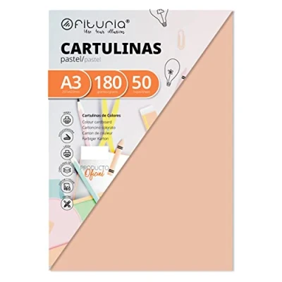 Imagen de Pack 50 Cartulinas Color Vainilla Tamaño A3 180g