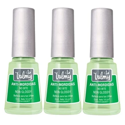 Imagen de Valmy, Pack con Tres Tratamientos de Uñas Anti Mordidas, Esmalte que Detiene la Mordedura Cutículas y Succión del Pulgar, Sin Brillo (14ml Cada Unidad)