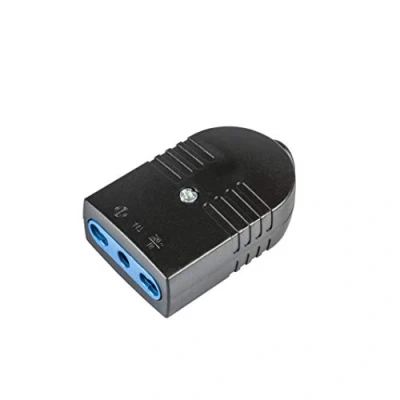 Imagen de POLY POOL Toma Bivalente 10/16 A y de Tierra, Salida Cable Axial, Diámetro Aislante Rosca Color Negro