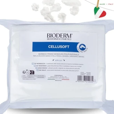 Imagen de Bioderm Cellusoft Suave paño desechable multifuncional de viscosa y poliéster Toallitas multiusos para la delicada higiene pieles sensibles enrojecidas ancianos, niños 30 x 38 cm (50