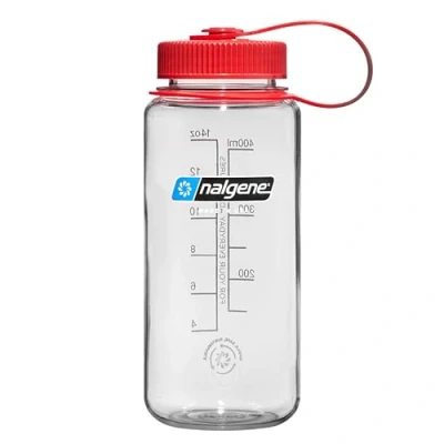 Imagen de Nalgene Sustain Tritan Botella de agua sin BPA hecha con material derivado del 50% residuos plástico, 16 onzas, boca ancha, transparente
