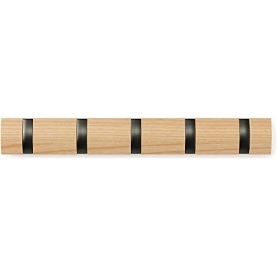 Imagen de Umbra 5 ganchos con de madera natural y negro, aluminio, móviles