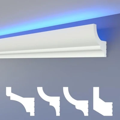 Imagen de HEXIMO LED molduras de estuco clásico, pared y techo con iluminación indirecta poliestireno XPS Cala ligera (10,2 Metros HLED 10)