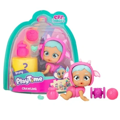 Imagen de Bebés Llorones Playtime Day Care Crawling Bruny, Mini Muñecas Gateadora, con 5+ Accesorios, Gatea y Llora Lágrimas de Verdad, una Revelación Mágica, Juguete para Niños 4 a 6 Años