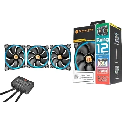 Imagen de Thermaltake Riing 12 LED Pack de 3 Ventiladores, Color Negro