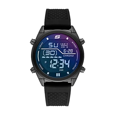 Imagen de Skechers Reloj para hombre Kentwood, movimiento digital, caja de aleación negra 44 mm con correa silicona, SR5142