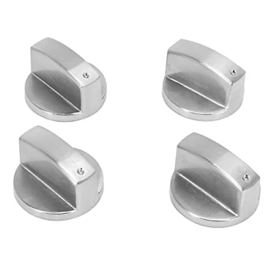 Imagen de Wlauqueta Hornos, botones de cocina, perilla horno (4 piezas), 6 mm universal plata Gas control adaptador interruptor giratorio cocina superficie bloqueo