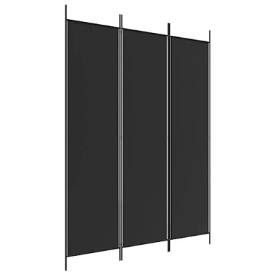 Imagen de vidaXL Biombo Divisor de 3 Paneles Separador Decoración Habitación Dormitorio Oficina Pantalla Privacidad Pared Plegable Tela Negro