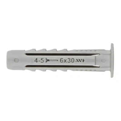 Imagen de INDEX A PERFECT FIXING TN4SA06 [TN4S A] Taco de nylon 4 segmentos con collarín ancho, Para todo tipo materiales, Anudable, Medida 6 mm, Caja 100 unidades
