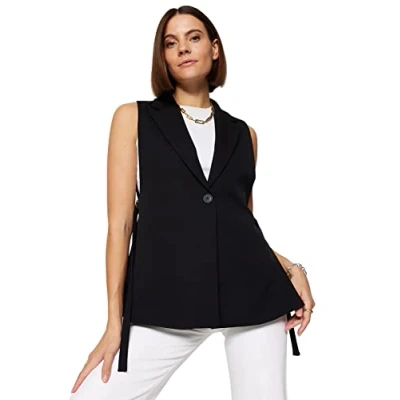 Imagen de Trendyol Chaleco Tejido Cruzado Regular para Mujer Suéter, Negro, 53