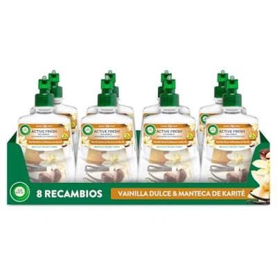 Imagen de Air Wick Active Fresh Spray Automatico Sin Aerosol Ambientador para casa con aroma a Vainilla Pack de 8 Recambios (228mlx8)